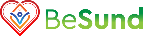 BeSund Complete Logo The complete logo of BeSund - a health and fitness brand. It features a vibrant sunburst symbol on the left, representing vitality and energy, alongside the brand name 'BeSund' in bold, confident lettering on the right.