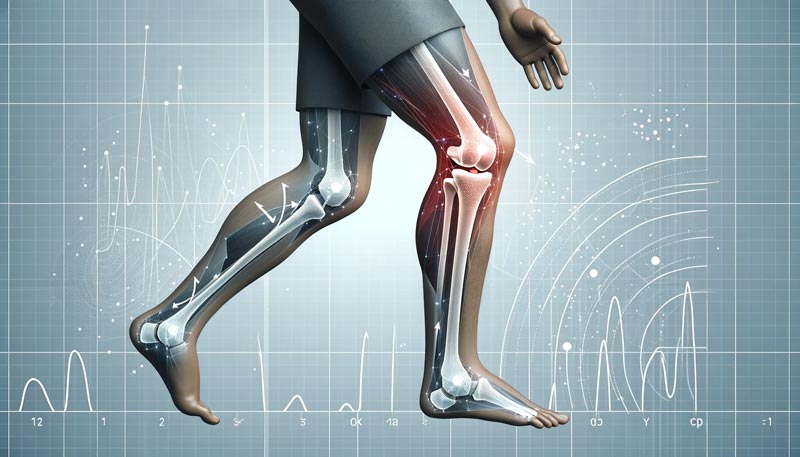 Illustration showcasing the stress impact on the knee joint during various activities.